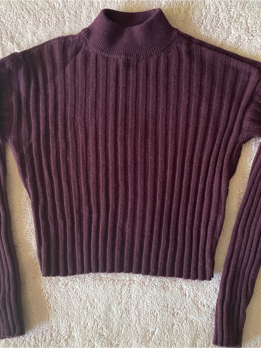 Madewell Ribbed Mock Neck Sweater - Plum, Size XS